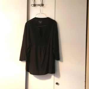 Kim Rogers woman 2x tuxedo style 3/4 sleeve blouse, cotton/poly blend